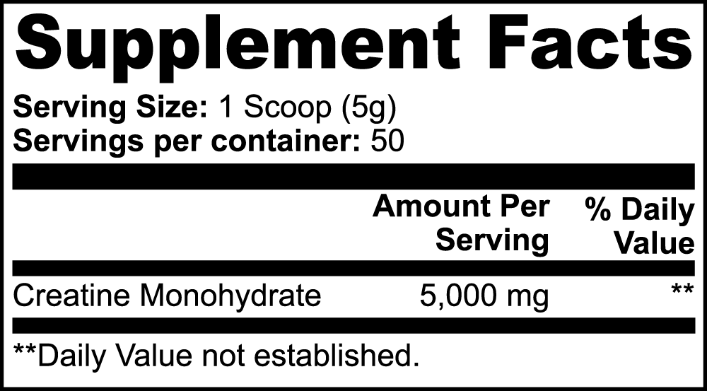 Creatine Monohydrate (100% Pure) 250g
